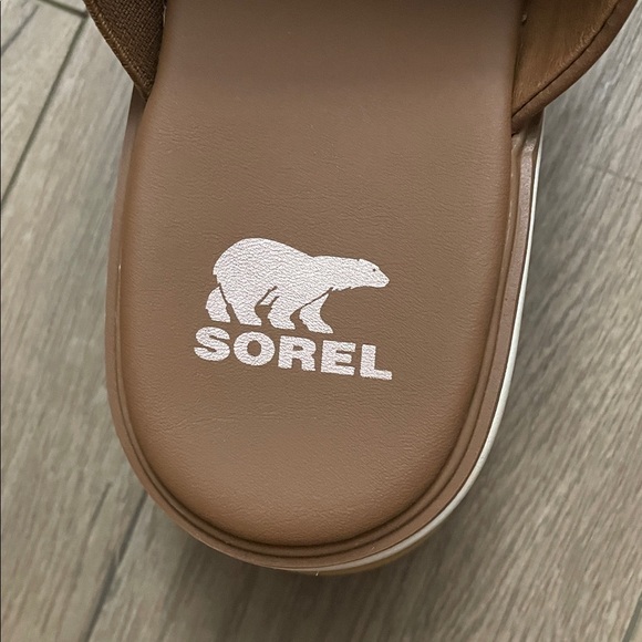 Sorel Dayspring Platform Slide Women Chunky Sandal Velvet Tan Chalk Size 10 NEW - Picture 10 of 12